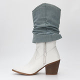 Lorena - Bottines santiag en denim - La Bottine SourianteChaussures