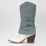 Lorena - Bottines santiag en denim - La Bottine SourianteChaussures