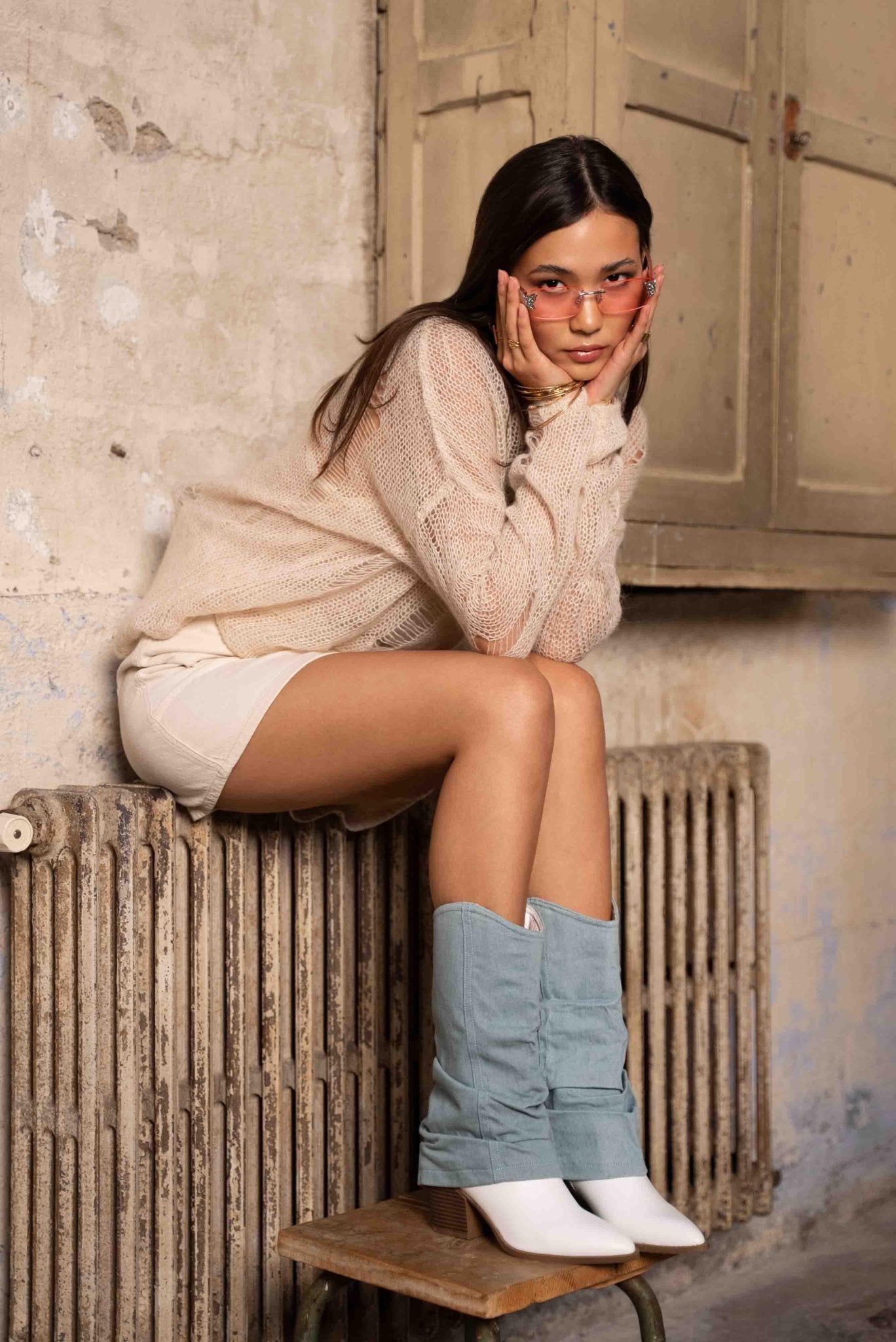 Lorena - Bottines santiag en denim - La Bottine SourianteChaussures