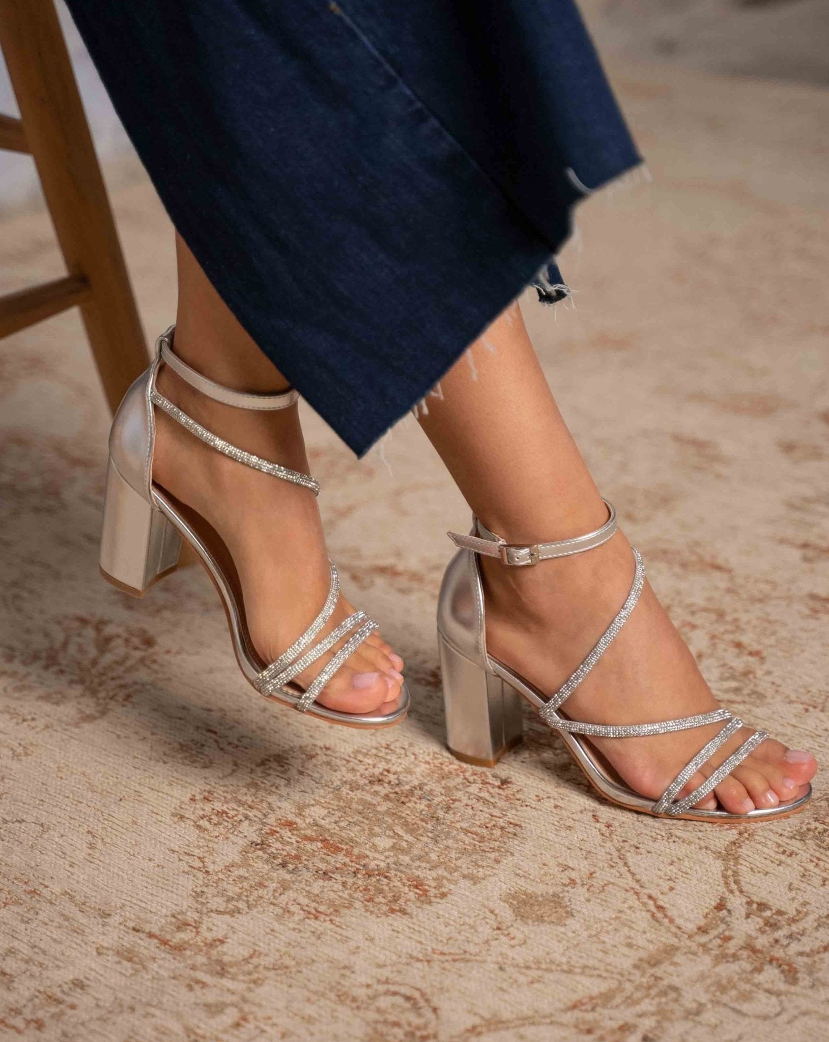 Amelia rhinestone heeled sandals – La Bottine Souriante