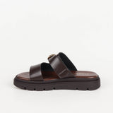 Mules Noémie à boucle et semelle crantée marrons