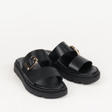 Mules Noémie à boucle et semelle crantée noires