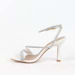 Chaussures femmes soirée blanches à talon et strass 
