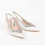 Jade slingback pumps with jewel detail