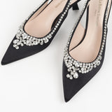 Jade jewel slingback pumps