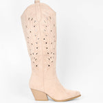 Bottes beiges femmes western a talon