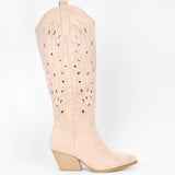 Bottes beiges femmes western a talon