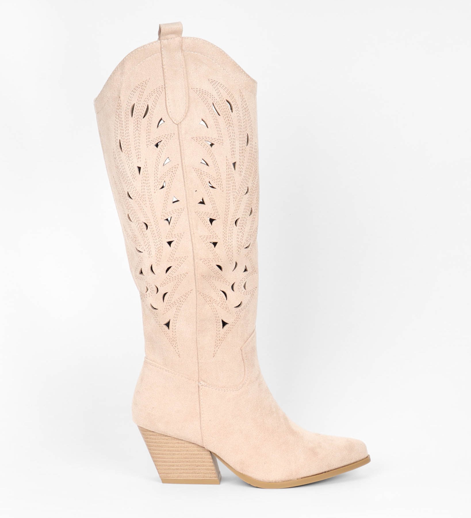 Bottes beiges femmes western a talon