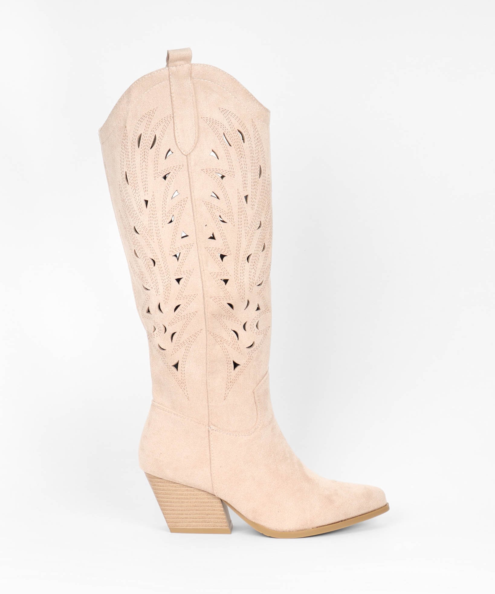 Bottes beiges femmes western a talon