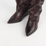 Bottes Solène hautes plissées à bout pointu