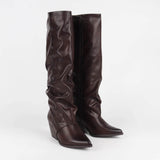 Bottes Solène hautes plissées à bout pointu