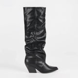 Bottes Solène hautes plissées à bout pointu