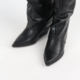 Bottes Solène hautes plissées à bout pointu