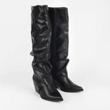 Bottes Solène hautes plissées à bout pointu