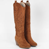 bottes cowboy camel pour femmes-talon tendance 2024