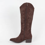 botte western santiags femme marron à tige haute avec fermeture zippée vue de profil intérieur