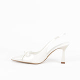 Slingbacks femme blanc verni à nœud et bout pointu 