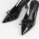 escarpins femme noir verni à nœud et bout pointu 