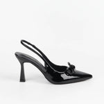Slingbacks femme noir verni à nœud et bout pointu vue de dessus