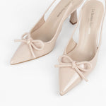 escarpins femme nude vernis à nœud et bout pointu 