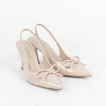 escarpins femme nude vernis à nœud et bout pointu
