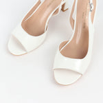 Sandales femmes vernis blanc à talon et bout ouvert