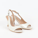 sandales femme verni blanc à talon bout ouvert