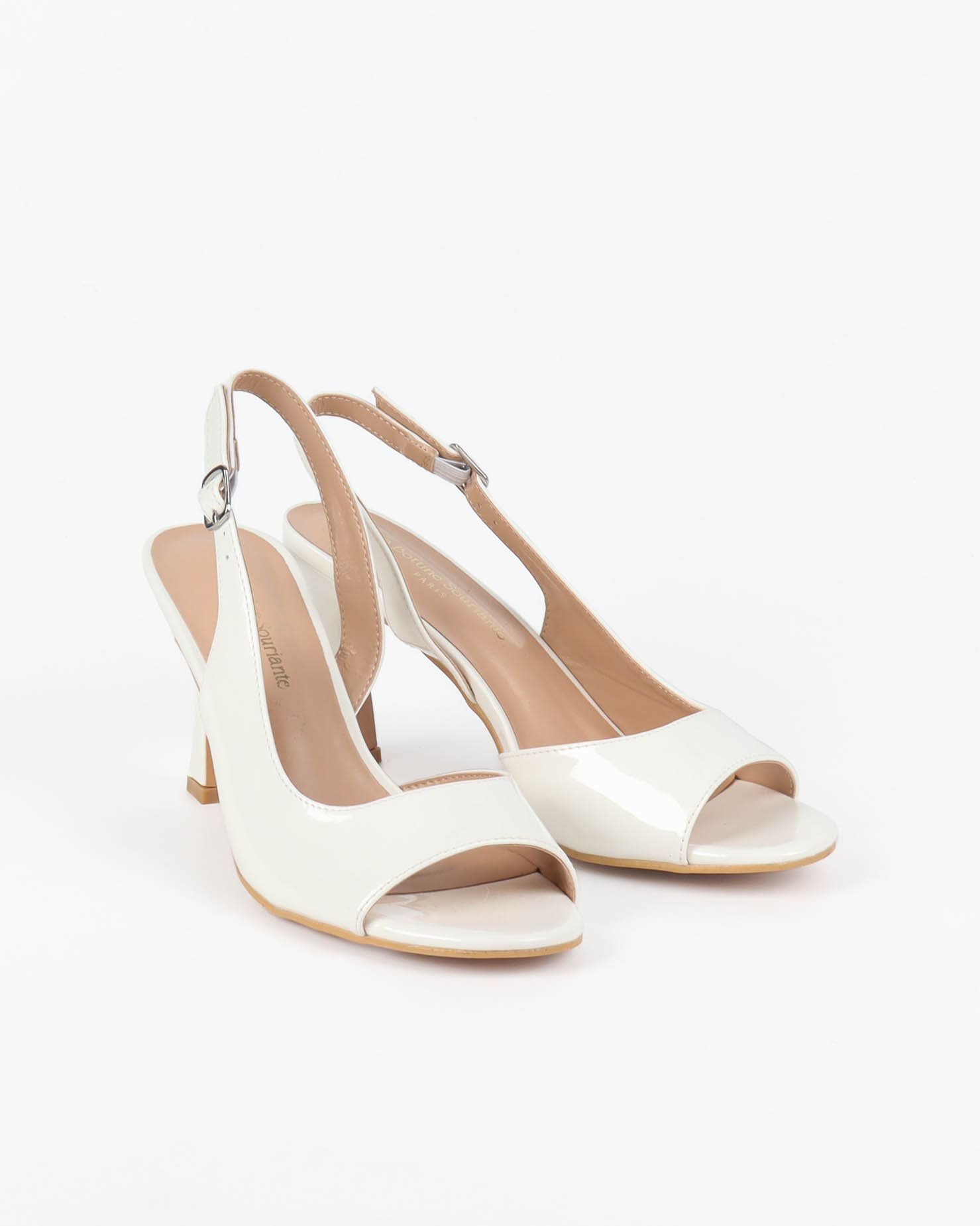 sandales femme verni blanc à talon bout ouvert