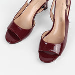 escarpins slingback femme bordeaux à bout ouvert et finition brillante
