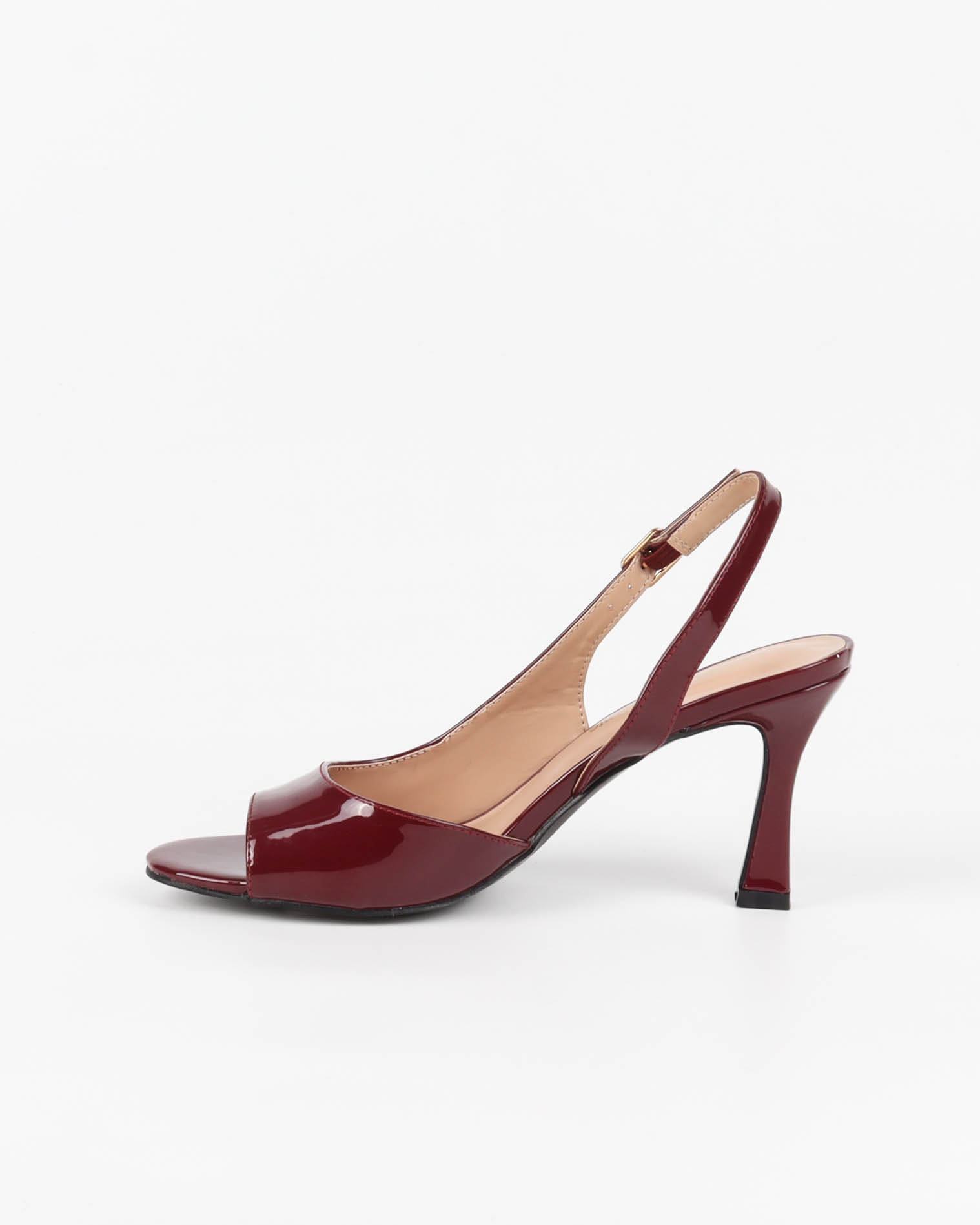 slingback femme bordeaux à bout ouvert et talon fin