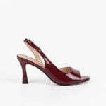 escarpin slingback femme bordeaux à talon bout ouvert 