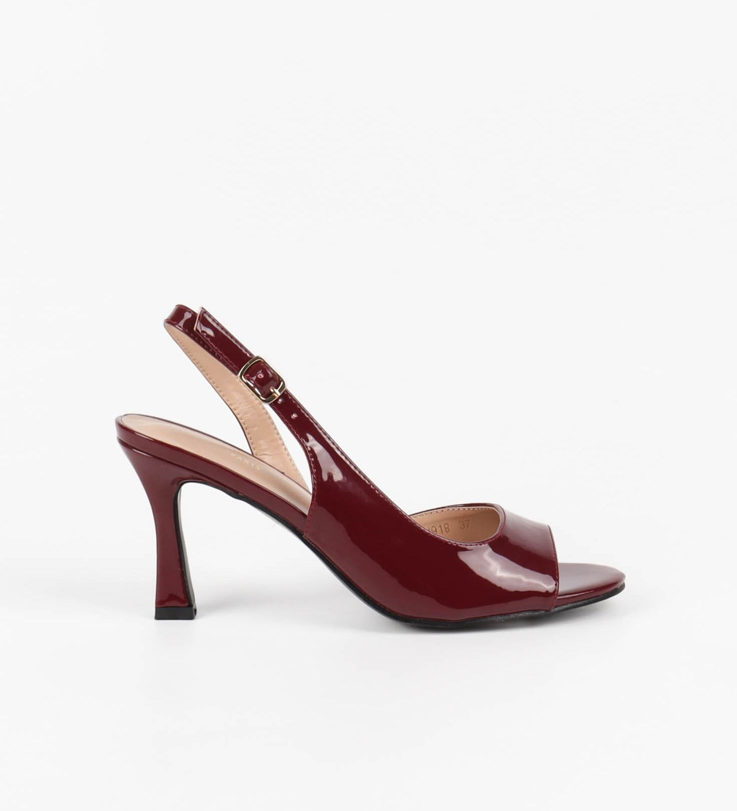 escarpin slingback femme bordeaux à talon bout ouvert 