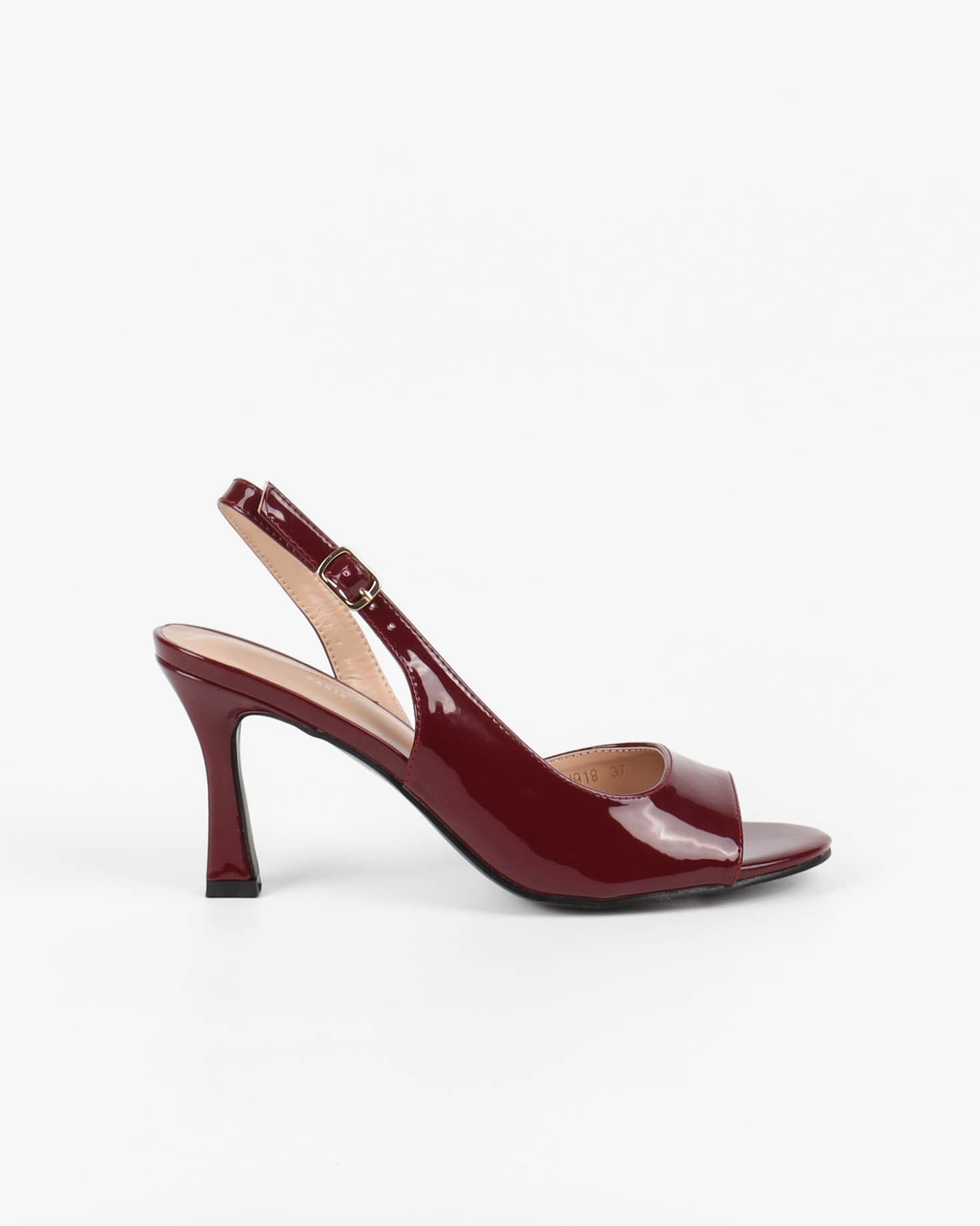 escarpin slingback femme bordeaux à talon bout ouvert 