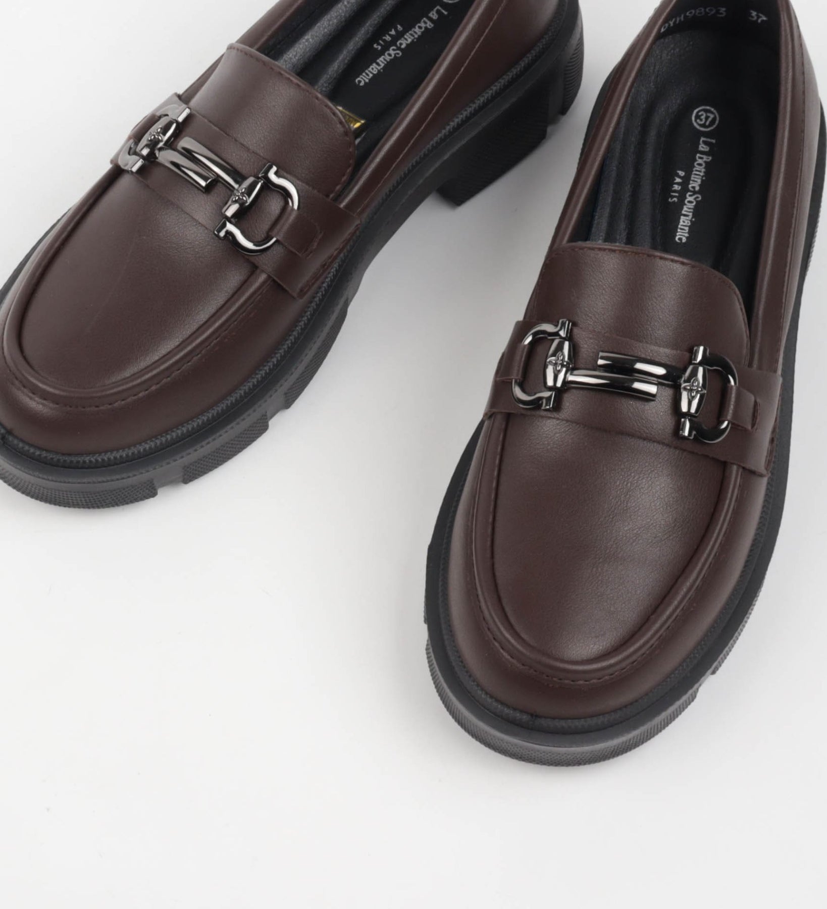 mocassins femme marron à semelle épaisse et crantée