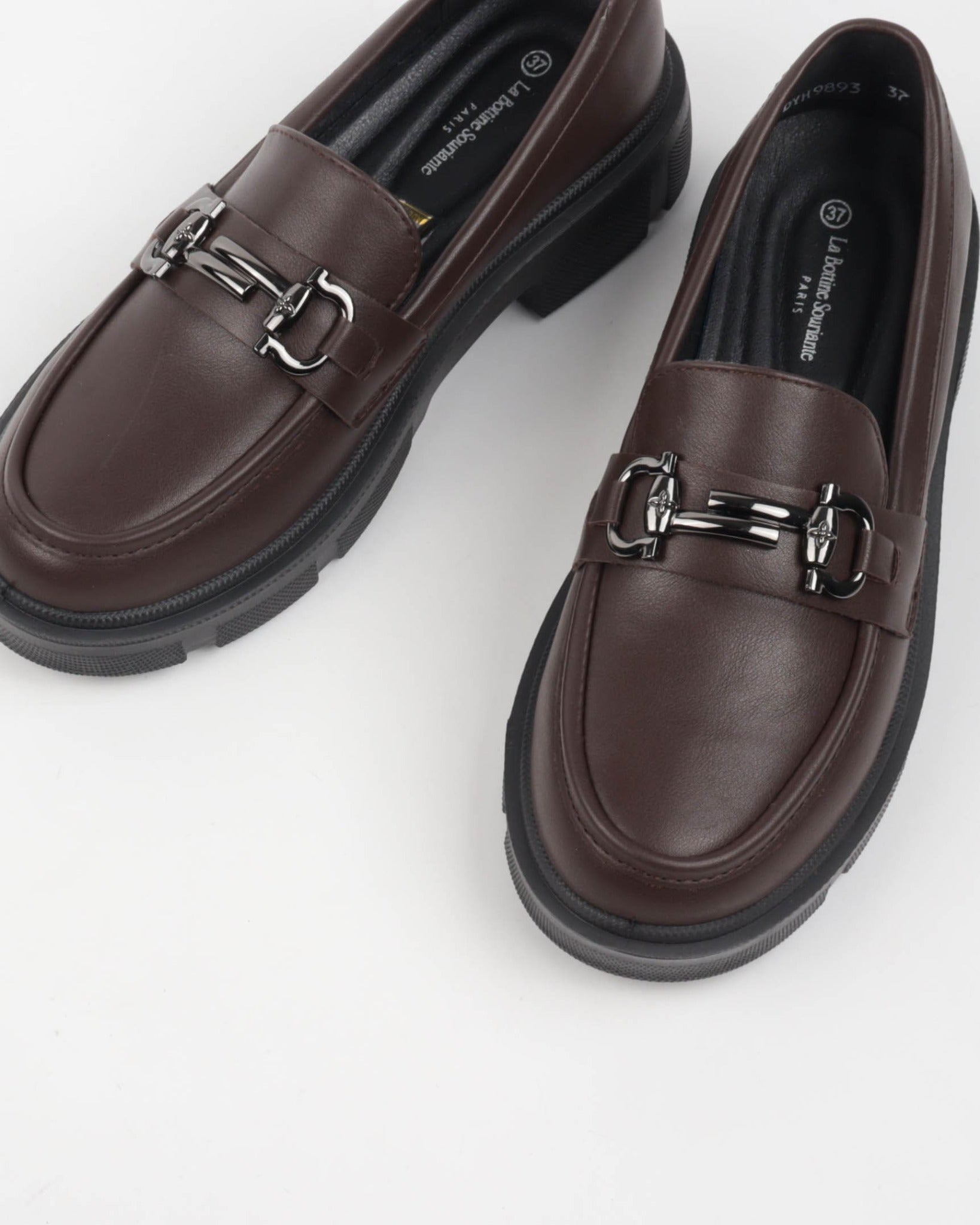 mocassins femme marron à semelle épaisse et crantée