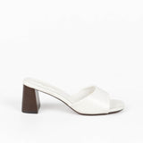Sandales femmes mules à talon blanc 