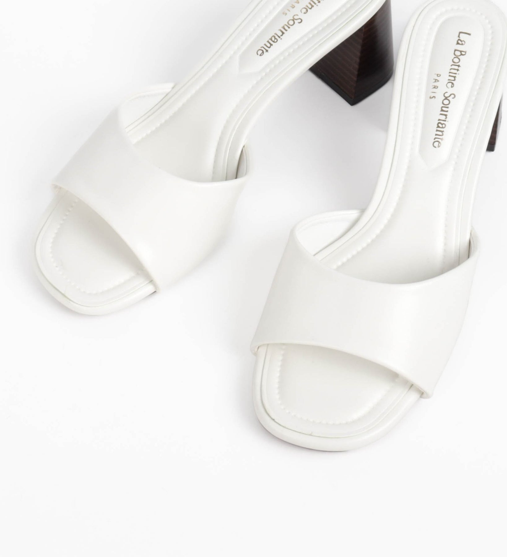 Chaussures femmes mules à talon blanc 
