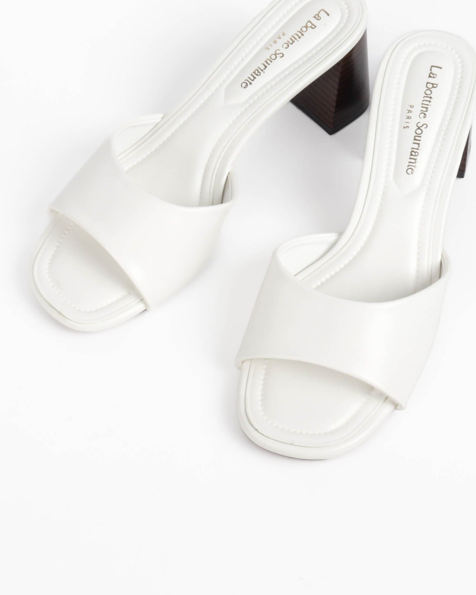 Chaussures femmes mules à talon blanc 