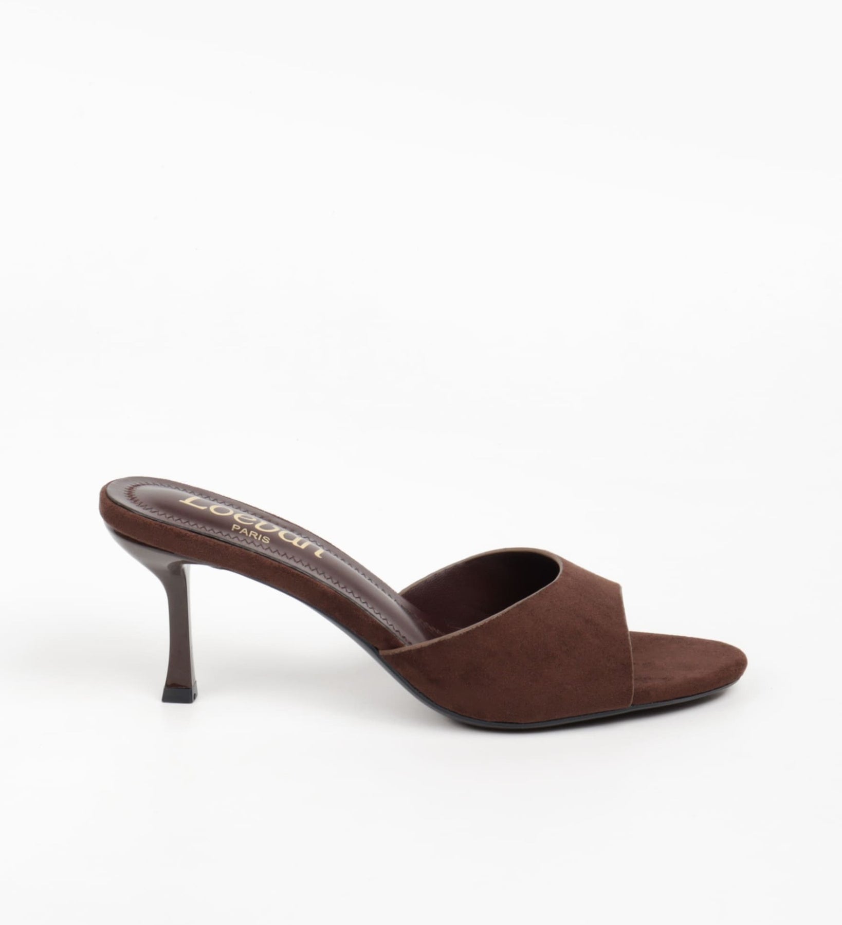 sandales mules femme à talon suède marron