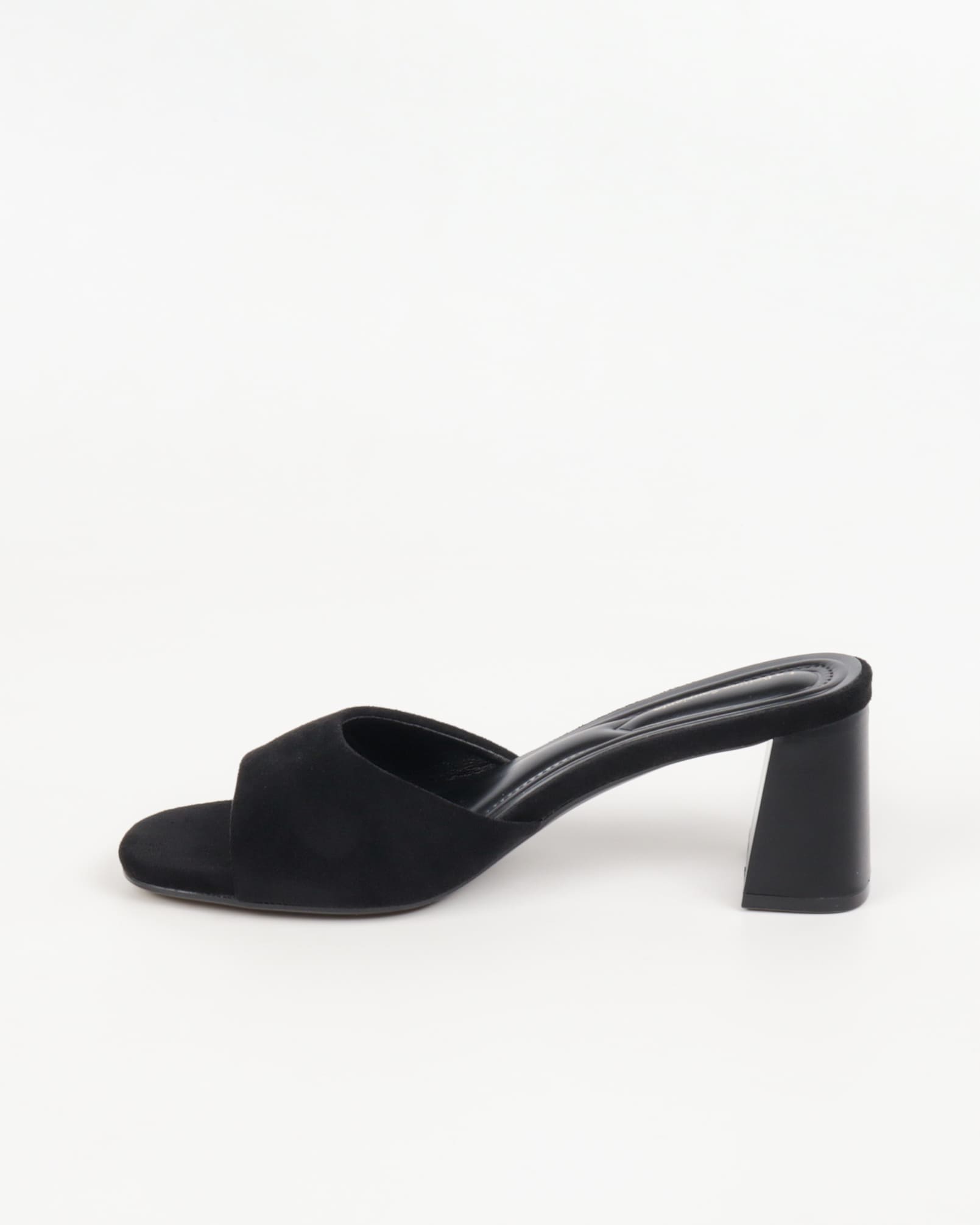 Mules femmes suédine noir à talon