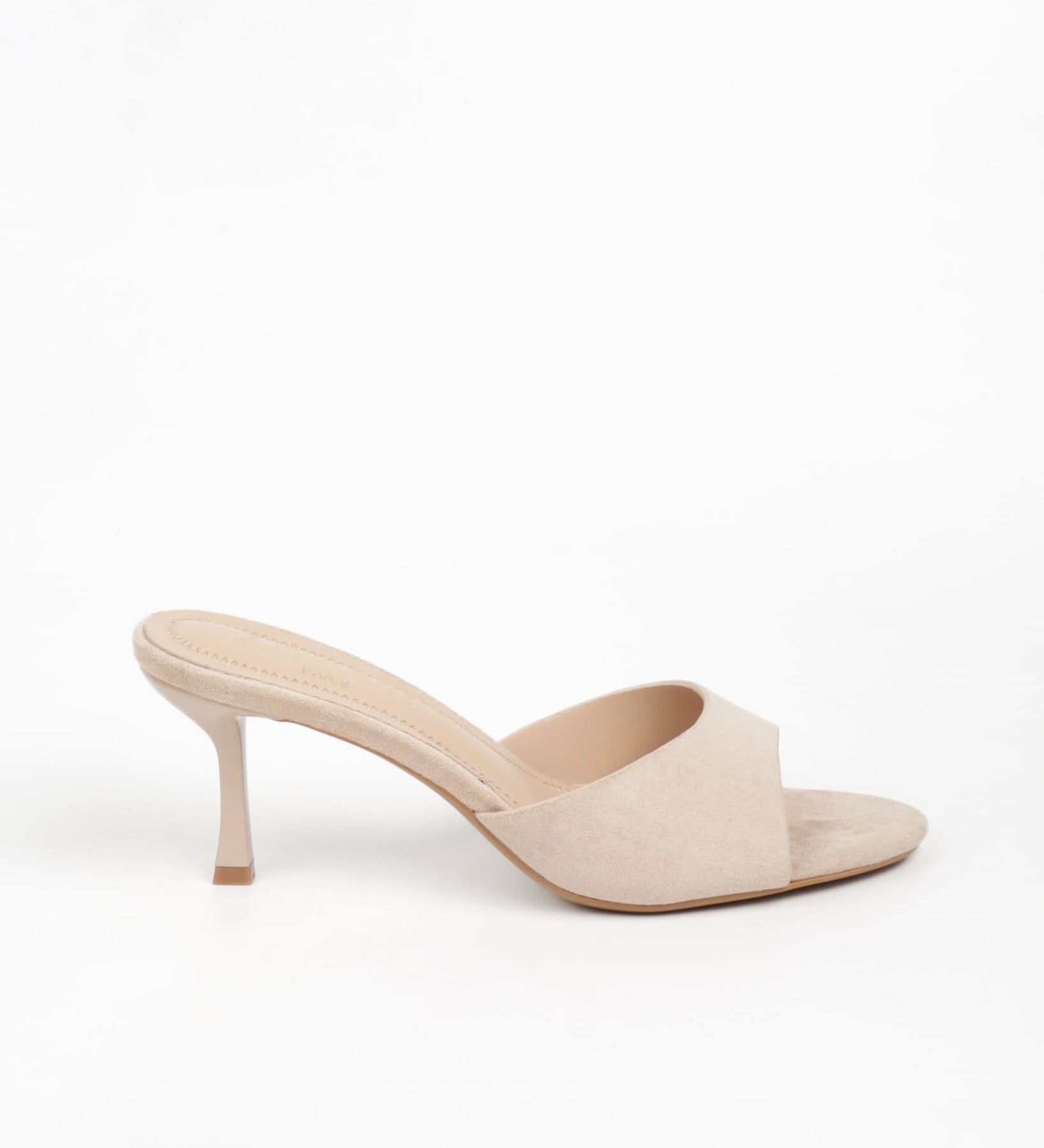 Mules femmes en suédine beige à talon