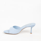 sandales mules femmes bleu ciel à talon