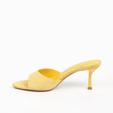 mules femmes en suédine jaune à talon
