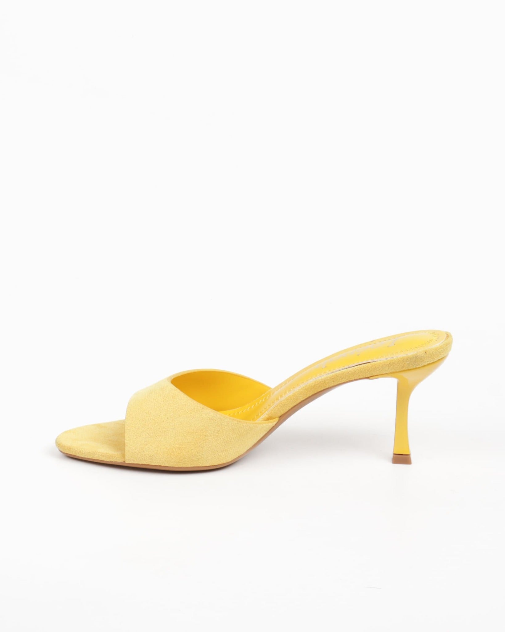 mules femmes en suédine jaune à talon