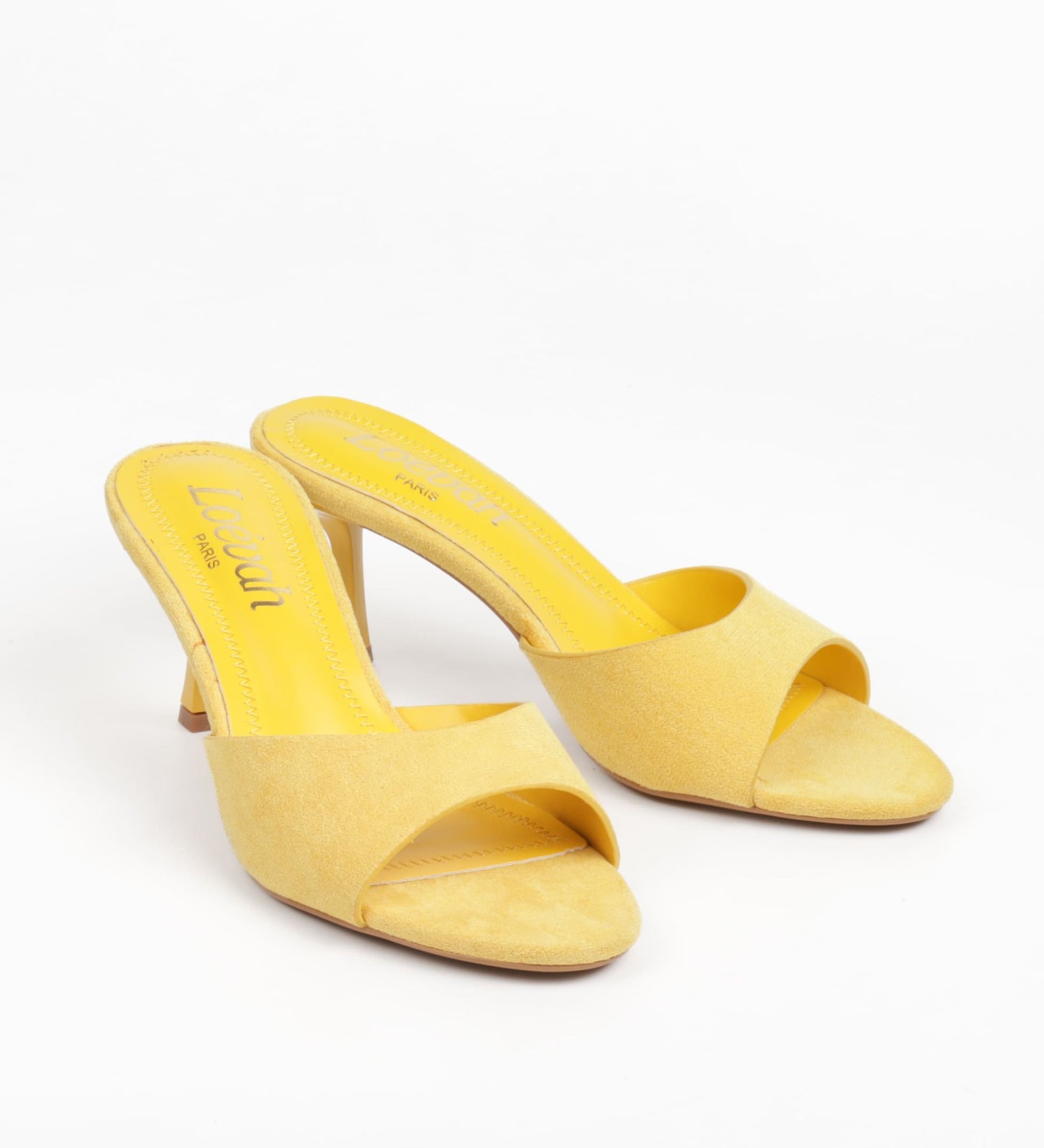 sandales été femmes en suédine jaune à talon 