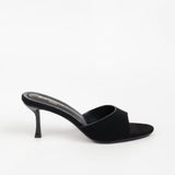 Mules femmes en suédine noir à talon