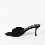 mules en suédine noir à talon pour femme