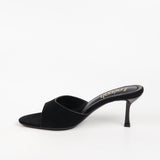 mules en suédine noir à talon pour femme