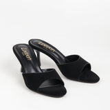 sandales mules femmes en suédine noir à talon