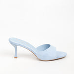 Mules femmes en suédine bleu à talon